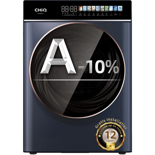 CHiQ CW106581AX - Wasmachine - 10 KG - 13.5 Inch Led-touchscreen - A-10% - Stoomwassen&Quick Wash - Space Pro