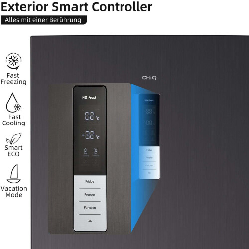 Chiq Fbm351nei42 - Koelvriescombinatie - 200 Cm - 356l - No Frost - Zwart | Nieuw (outlet)