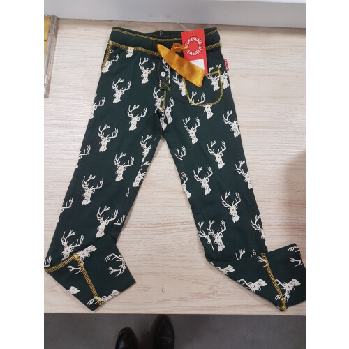 Claesens jongensbroek - Pyjamabroek - Aantrekkoord - Donkergroen met deer print Tweedehands