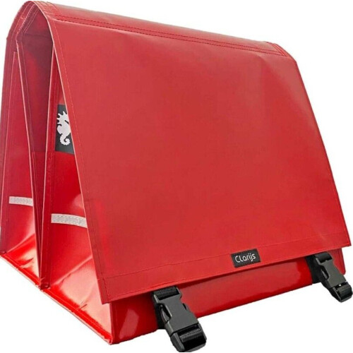 Clarijs fietstas dubbel L PVC 40L met uitsparing rood Tweedehands