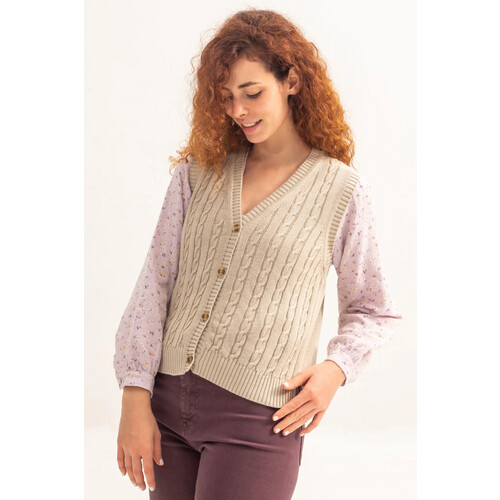 Clotsy dames vegan Gilet Alena Beige Tweedehands