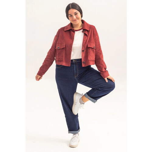 Clotsy dames vegan Jas Gema Donkerrood Tweedehands