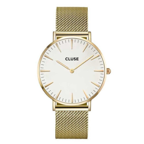 Cluse Boho Chic - Polshorloge - Goudkleurige kast 38 mm - Wit mesh bandje Tweedehands
