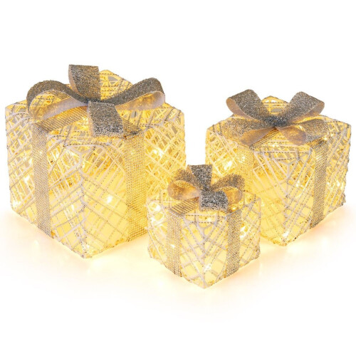 Coast 3-delige LED cadeauboxen set - warmwit verlichting - 25×25×23 / 20×20×18 / 15×15×13 cm - wit Tweedehands