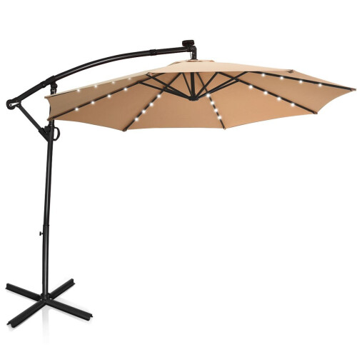 Coast 300 cm Beige Vrijhangende Parasol met LED-verlichting en Afstandsbediening– Zonnepaneel, Kant Tweedehands