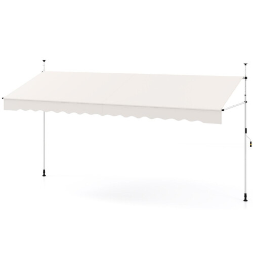 Coast 400x120/135/150x210-300 cm Witte Balkonzonwering Zonder Boren met Handkurbel– In Hoogte Verst