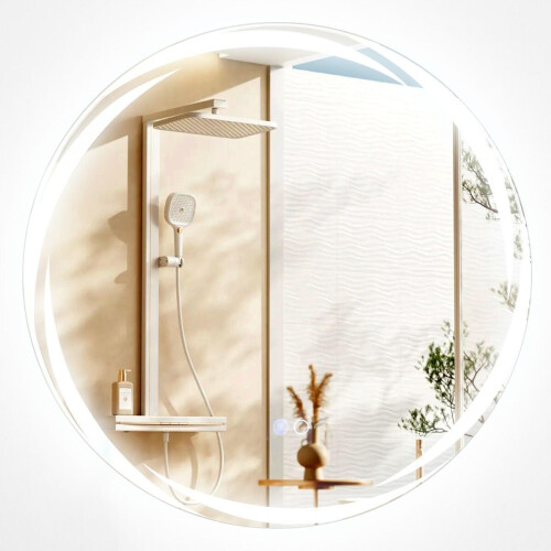 Coast 60x60 cm LED Badkamerspiegel Rond Zilver met Dimbare 3-Kleurenverlichting, Anticondens en