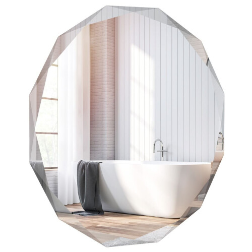 Coast Frameloze Wandspiegel Rond 76x76 cm Zilver– Decoratieve Badkamer- en Halspiegel met Afgeschui