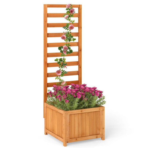 Coast Houten Verhoogde Plantenbak met Klimrek - Oranje - 42,5 x 40,5 x 123 cm Tweedehands