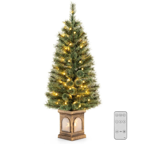 Coast Kunstkerstboom - 120 cm - 116 Takken - 100 LED Verlichting - Groen/Goud