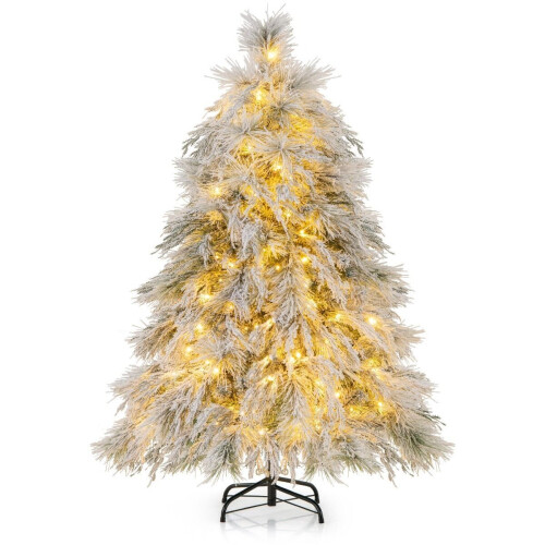 Coast Kunstkerstboom 150 cm - LED 150 Warmwitte Lampjes - Besneeuwd Groen/Wit - 279 Takken