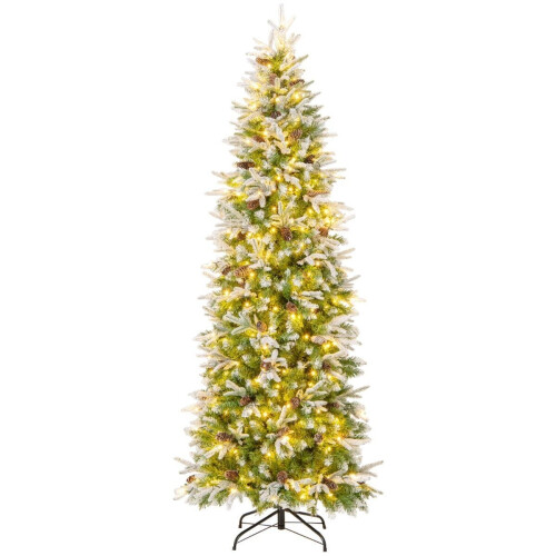 Coast Kunstkerstboom 225 cm - Voorverlicht met 350 Warmwitte LED - 913 Takken Groen/Wit