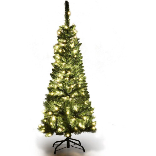 Coast Kunstkerstboom Smal - MET Warm Witte LED Verlichting - Groen - 135cm