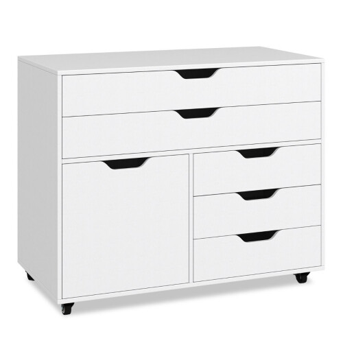 Coast Mobiele Ladekast - 5 Lades en Printerstandaard op Wielen - 77,5 x 40 x 64 cm Tweedehands