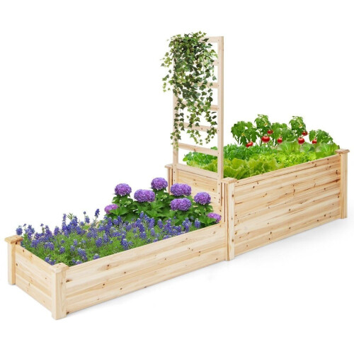 Coast Plantenbak - 2 Bakken en 1 Rek voor Klimplanten - Open Onderkant - 223 x 64 x 134 cm (2 stuks)
