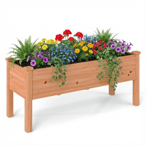 Coast Verhoogde Houten Plantenbak – 120x43,5x51 cm – Chinees Dennenhout – Bruin