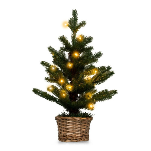 Coast Verlichte Kunstmatige Minikerstboom - 48 cm - 96 Takuiteinden - Groen/Natuur - 20 LED