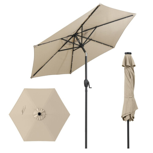 Coast Zonnescherm - Terrasparasol met LED-verlichting - 230 x 230 x 225 cm - Beige Tweedehands