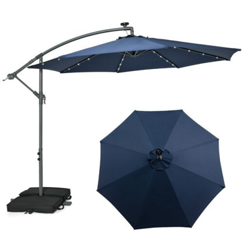 Coast Zweefparasol met LED verlichting - Inclusief zandzakken -Ø3m - Blauw