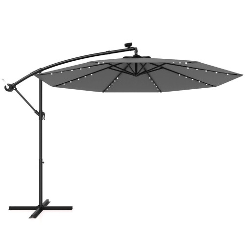 Coast Zweefparasol - Tuinparasol met LED-verlichting -Ø300 cm - Grijs Tweedehands