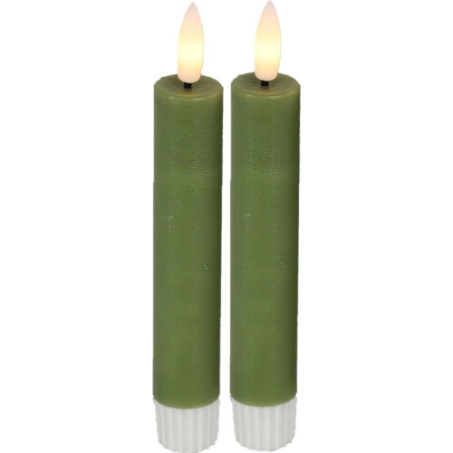 Countryfield Led dinerkaarsen - 15 cm - afstandsbediening - groen (2 stuks)