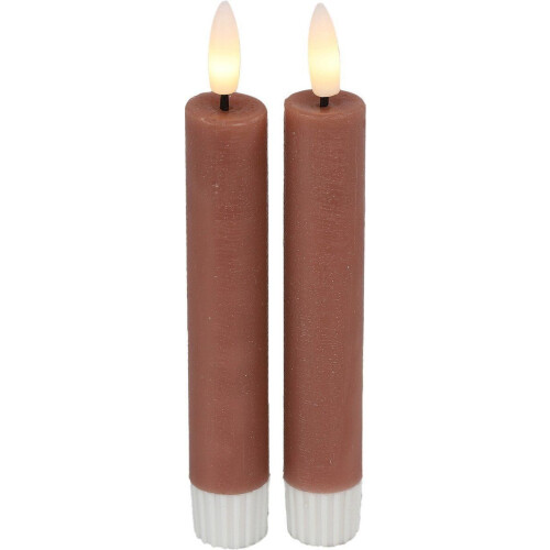 Countryfield Led dinerkaarsen - 2x st - H15cm - afstandsbediening - roze (2 stuks) Tweedehands