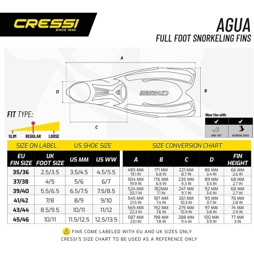 Cressi Agua - Tauchflossen - Verstelbare tas - Comfortabel