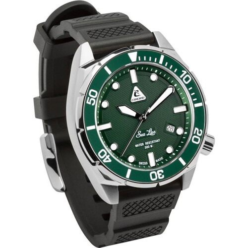Cressi Sea Lion Paraggi Edition - Automatikuhr - 30 ATM - Saphirglas - Edelstahlgehäuse - Kautschukarmband - Wasserdicht tot 300 m - Zilver/Groen 44 mm Tweedehands