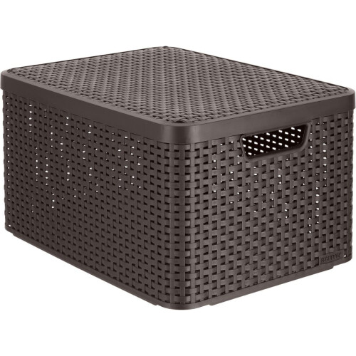 Curver Rattan Style Opbergmand L - Met Deksel - 36.4 liter - Bruin Tweedehands
