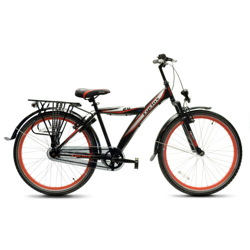 Cyclux Astro Jongensfiets 26 Inch – Robuust Stalen Frame V-brakes Roodzwart Design Bagagedrager Ringslot. Gratis Rijklaar Bezorgd. | Nieuw (outlet)