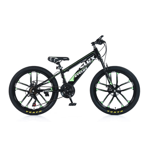Cyclux Road Bike Jongensfiets Mtb 24 Inch – 21-speed Shimano Groen Design Stevig Frame Verstelbaar Stuur En Zadel. Gratis Rijklaar Bezorgd. | Nieuw (outlet)