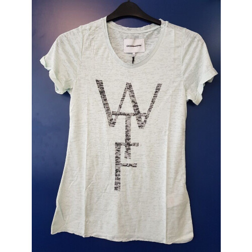 Dames T-shirt - WTF - mint - mt M Tweedehands
