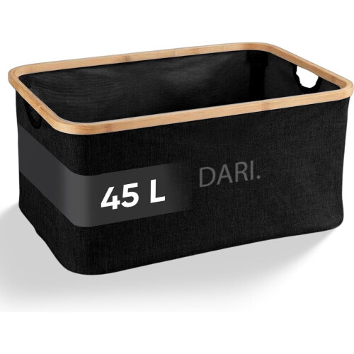 DARI Opvouwbare Wasmand 45L - Heupwasmand - Bamboe - Zwart Tweedehands