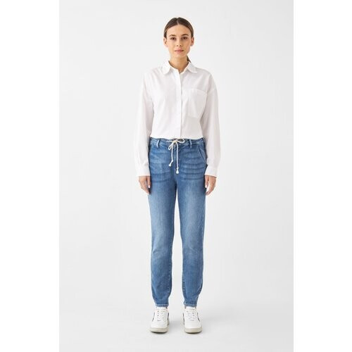 Dawn dames vegan Denim Joggingbroek Sunshine Tapered Cosy Lichtblauw Tweedehands