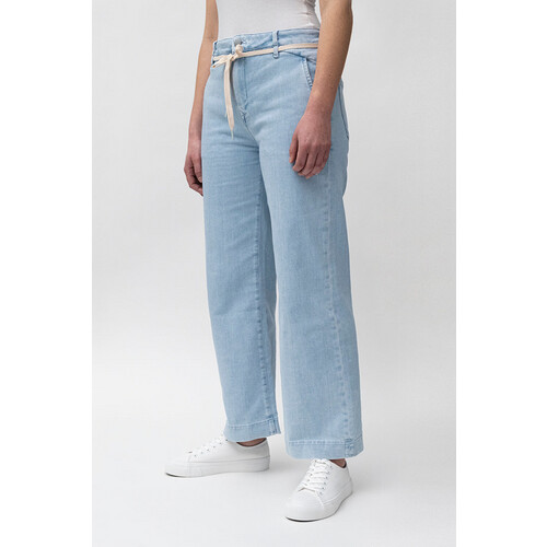 Dawn dames vegan Dew Flared Cropped Soft Denim French Pocket Helderblauw Tweedehands