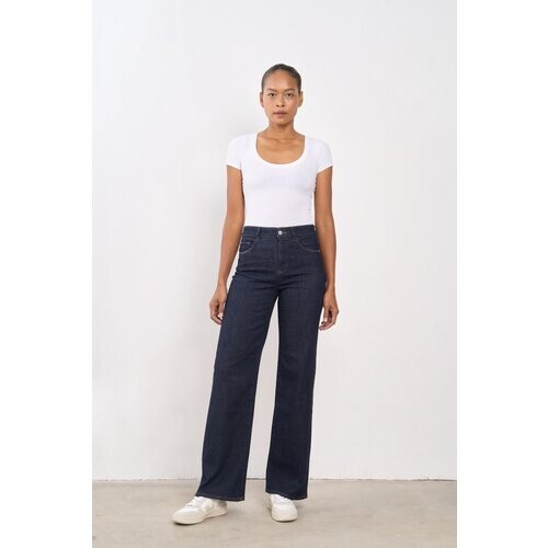 Dawn dames vegan Dew Flared Jeans Classic Raw Blauw Tweedehands