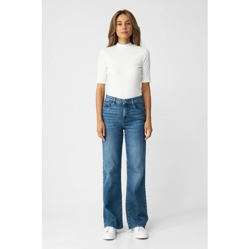 Dawn dames vegan Dew Flared Soft Denim Klassiek Medium Blauw Tweedehands