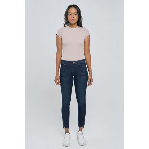 Dawn dames vegan Jeans Mid Sun Slim Comfort Stretch Donkerblauw Tweedehands