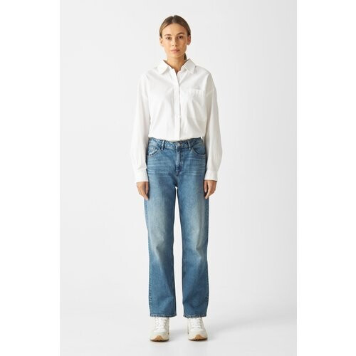 Dawn dames vegan Jeans Normaal Recht Klassiek Morning Vintage Blauw Tweedehands