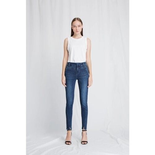 Dawn dames vegan Skinny Jeans Sun Up Donker Indigo Tweedehands