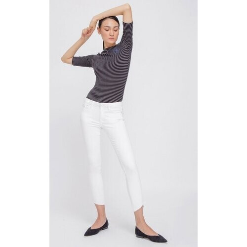 Dawn dames vegan Slim Jeans Mid Sun Soft Denim Wit Tweedehands