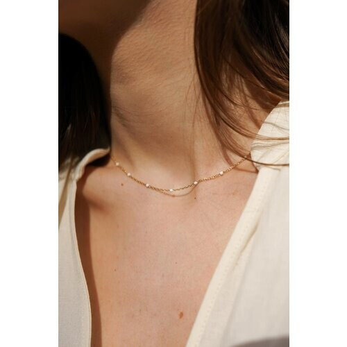 Dear Darling Berlin dames vegan Choker Color Pop Mini-Kralen Emaille Wit Zand Tweedehands