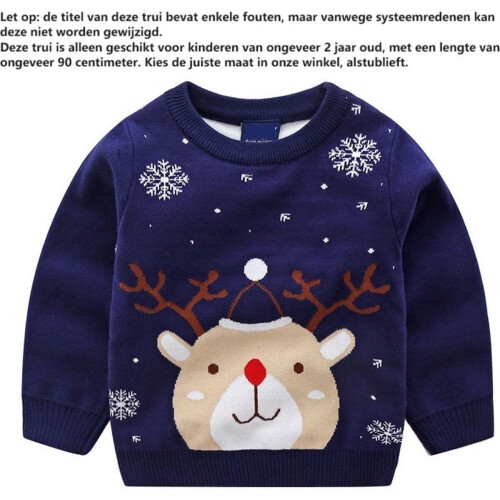 DearDeer® - Kersttrui - Jacquardgebreid katoen met rendier - Maat 86 (1-2 jaar) Tweedehands