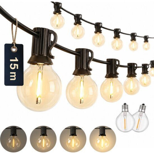 Decens 15m Dimbaar Lichtsnoer Rond - Waterdicht - 25 LED Lampjes - 2700K Warm Wit