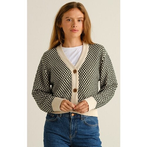 DEDICATED dames vegan Cardigan Kanan Bubble Knit Donkergroen Tweedehands