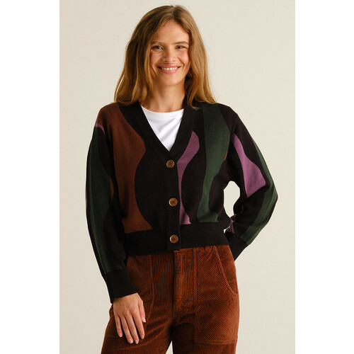 DEDICATED dames vegan Vest Kanan Wavy Groen Zwart Bruin Tweedehands