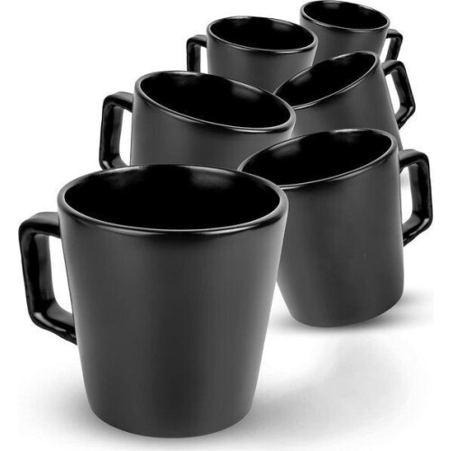 Deleca Koffiekopjes Set van 6 - Koffiemokken met Oor - Koffie Kopjes / Mok - Massief Aardewerk - Mat
