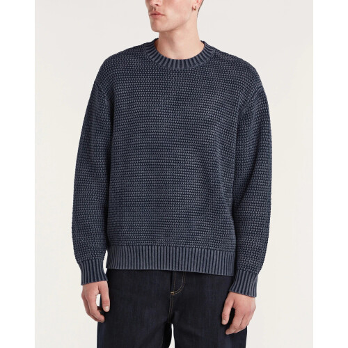 Den Ham - Stefan Knitted Crewneck - Vintage wasbehandeling - Navy Blazer - M