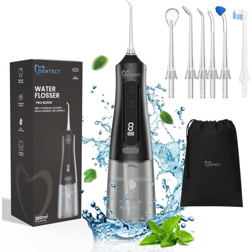 Dentect Waterflosser W2000 - Neusdouche - Monddouche - 10 standen - 6 opzetstukken - Draadloos - 120 min batterijduur Tweedehands