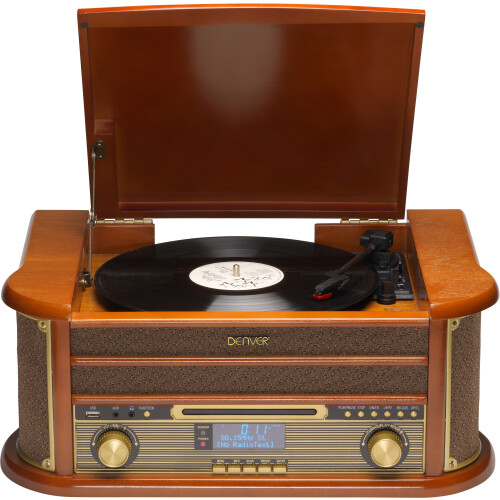 Denver MRD-51 - Retro Platenspeler - DAB+ Radio USB Opname ECHT HOUT Tweedehands